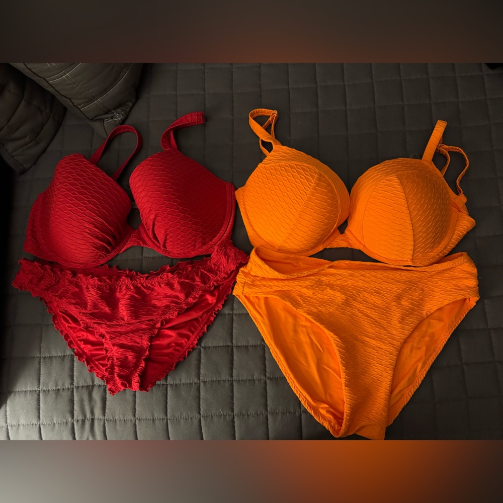 Victoria's Secret Red and Orange Bikini Sets. Brand new without tags.